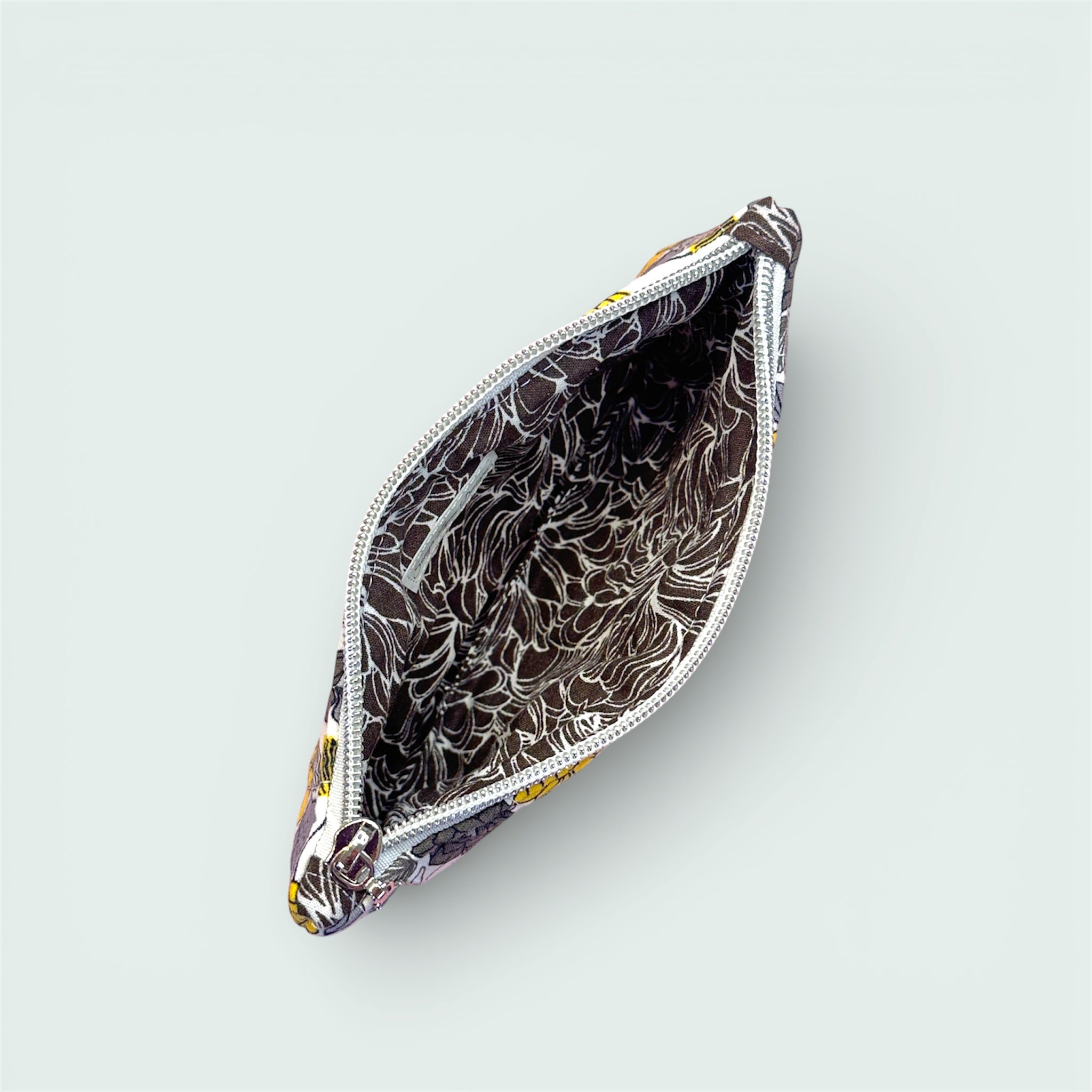 Gray & Yellow Floral Glasses / Pencil Pouch