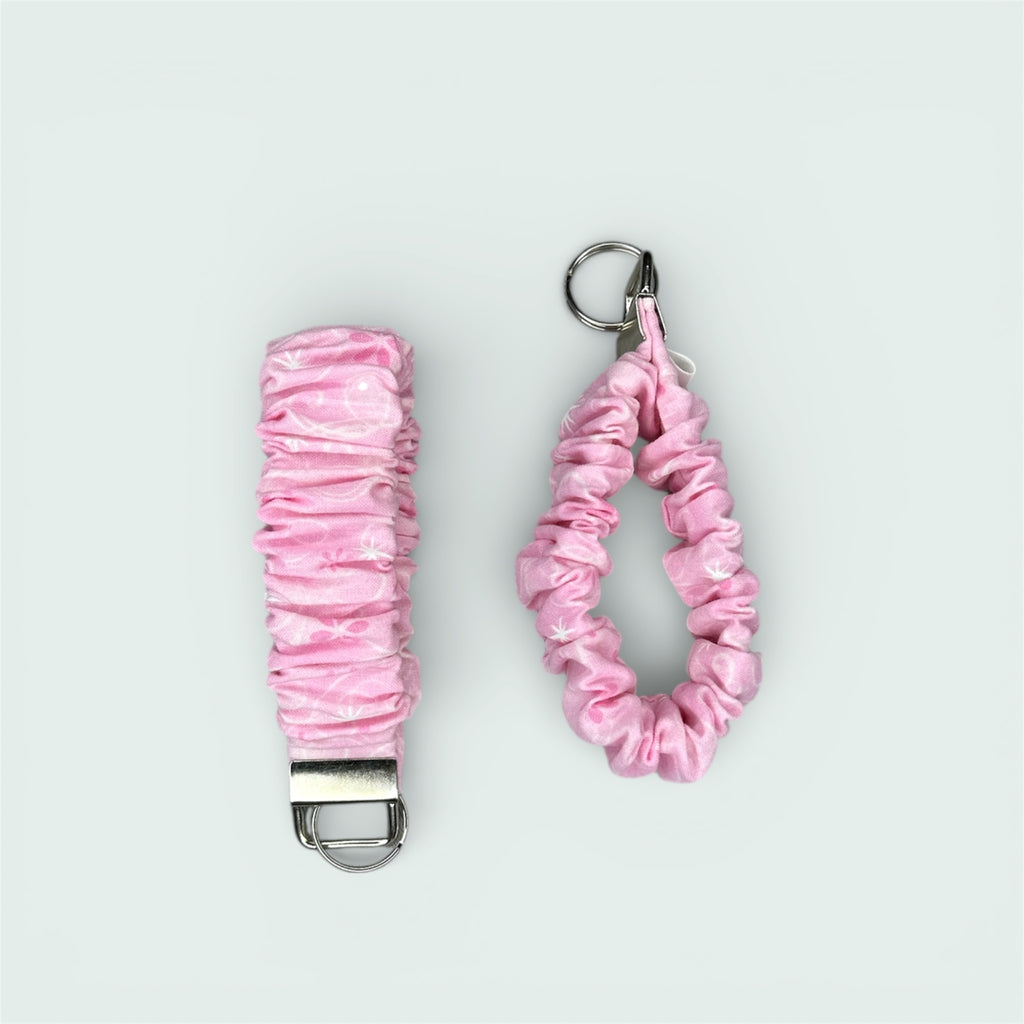 Pink & White Swirls Wristlet
